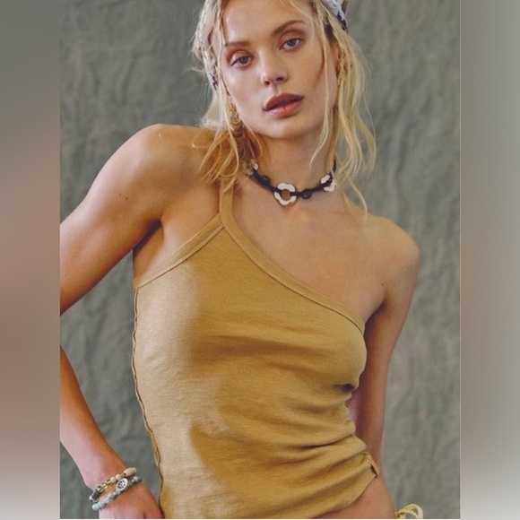 We The Free One-Shoulder Tan Tank Top | Size Small| - Picture 1 of 5